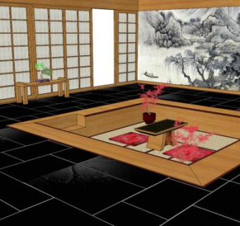 日本料理包厢su模型下载_sketchup草图大师SKP模型