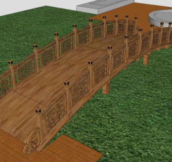 中式木雕木桥SU模型下载_sketchup草图大师SKP模型