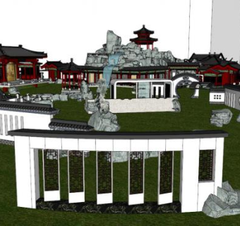 园林景观公园su模型下载_sketchup草图大师SKP模型