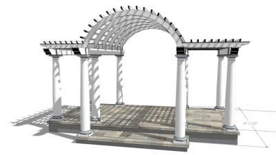 庭院拱形廊架su模型下载_sketchup草图大师SKP模型