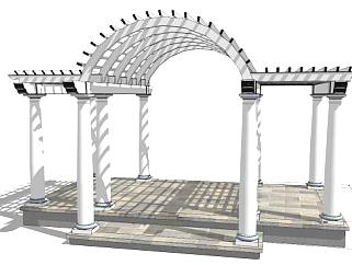 庭院拱形廊架su模型下载_sketchup草图大师SKP模型