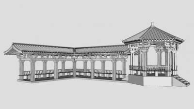 新中式廊亭子su模型下载_sketchup草图大师SKP模型