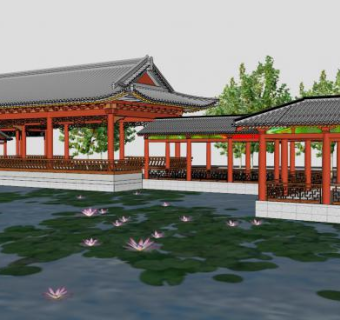 古建长廊su模型下载_sketchup草图大师SKP模型