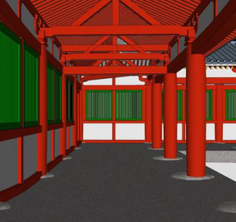 中式走道长廊SU模型下载_sketchup草图大师SKP模型