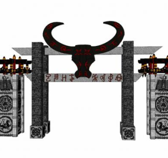 现代石牌坊SU模型下载_sketchup草图大师SKP模型