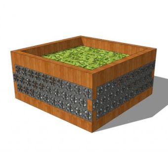 现代木制树池SU模型下载_sketchup草图大师SKP模型