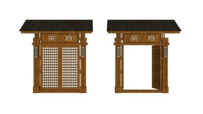 中式牌坊入户门SU模型下载_sketchup草图大师SKP模型