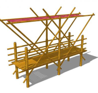自然风竹子走廊SU模型下载_sketchup草图大师SKP模型
