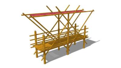 自然风竹子走廊SU模型下载_sketchup草图大师SKP模型