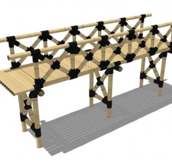 自然风竹子走廊建筑SU模型下载_sketchup草图大师SKP模型