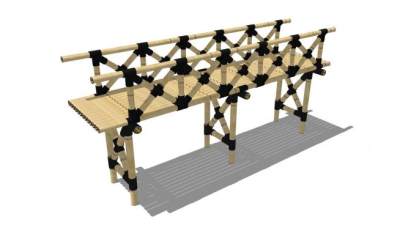 自然风竹子走廊建筑SU模型下载_sketchup草图大师SKP模型