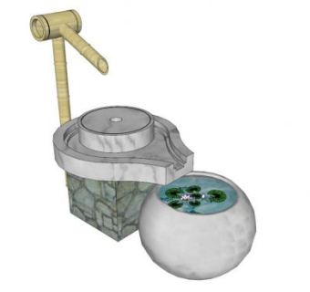 日式水砵水景su模型下载_sketchup草图大师SKP模型