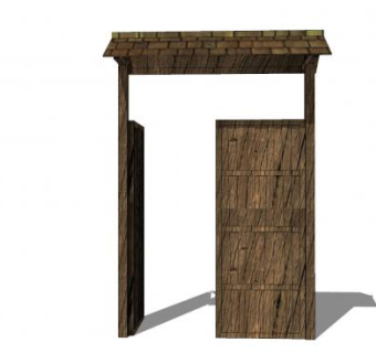 中式木制入户门SU模型下载_sketchup草图大师SKP模型