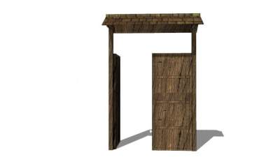 中式木制入户门SU模型下载_sketchup草图大师SKP模型