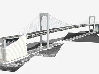 现代悬索大桥桥梁SU模型下载_sketchup草图大师SKP模型