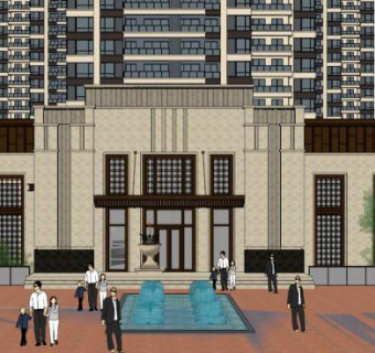 小区楼房门su模型下载_sketchup草图大师SKP模型