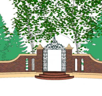 欧式园林铁艺入口SU模型下载_sketchup草图大师SKP模型