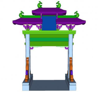 现代仿古牌坊大门SU模型下载_sketchup草图大师SKP模型