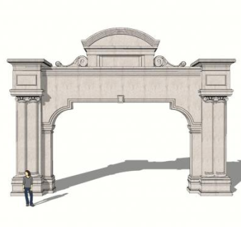 欧式园林大门SU模型下载_sketchup草图大师SKP模型