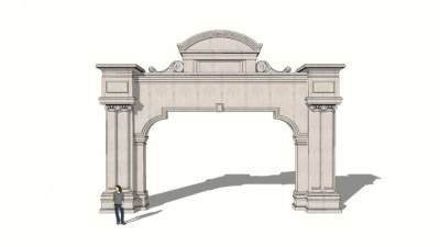 欧式园林大门SU模型下载_sketchup草图大师SKP模型