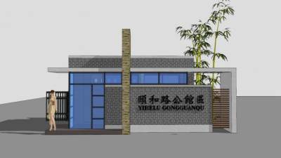 颐和路公馆小区大门SU模型下载_sketchup草图大师SKP模型