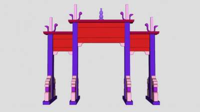 简易中式牌坊大门SU模型下载_sketchup草图大师SKP模型