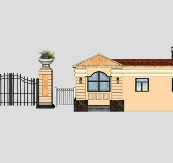 欧式保安室铁艺门SU模型下载_sketchup草图大师SKP模型