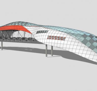 现代天桥设计SU模型下载_sketchup草图大师SKP模型