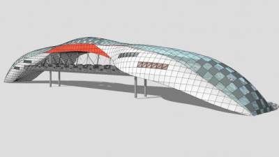 现代天桥设计SU模型下载_sketchup草图大师SKP模型