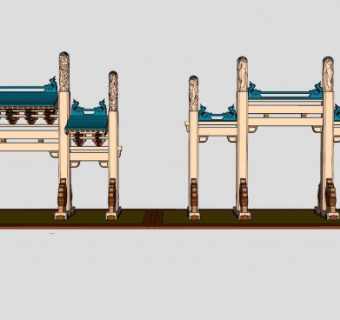 中式牌坊大门sketchup模型下载_sketchup草图大师SKP模型