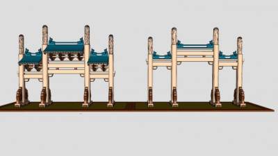 中式牌坊大门sketchup模型下载_sketchup草图大师SKP模型