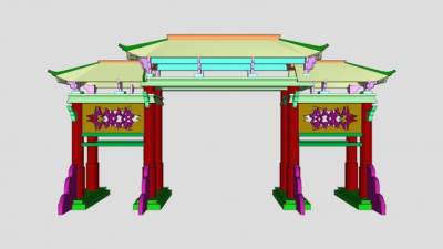 现代仿古牌坊SU模型下载_sketchup草图大师SKP模型