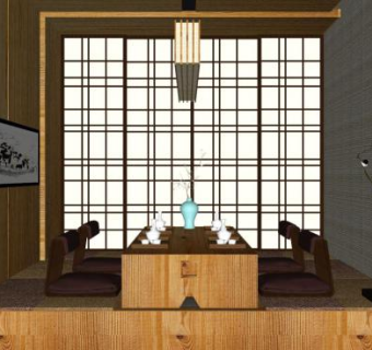 日式茶馆室内su模型下载_sketchup草图大师SKP模型