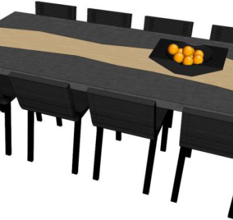 现代餐桌子su模型下载_sketchup草图大师SKP模型