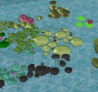 中式荷花su模型下载_sketchup草图大师SKP模型