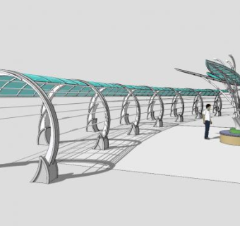 现代长廊廊道SU模型下载_sketchup草图大师SKP模型