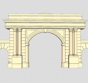 欧式园林石门SU模型下载_sketchup草图大师SKP模型