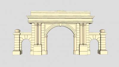 欧式园林石门SU模型下载_sketchup草图大师SKP模型