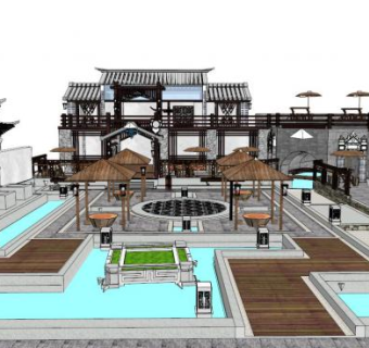 文化景观su模型下载_sketchup草图大师SKP模型