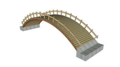 现代实木大桥SU模型下载_sketchup草图大师SKP模型