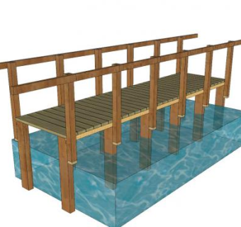 现代实木栈道SU模型下载_sketchup草图大师SKP模型