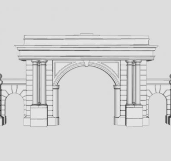 欧式园林大门白模SU模型下载_sketchup草图大师SKP模型