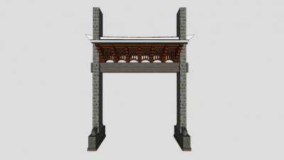 新中式牌坊sketchup模型下载_sketchup草图大师SKP模型