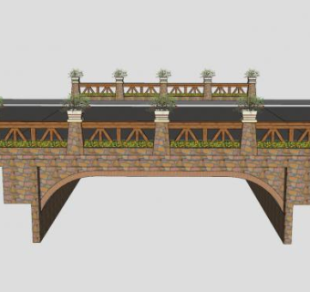现代石砖桥SU模型下载_sketchup草图大师SKP模型
