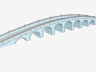 现代大型石拱桥SU模型下载_sketchup草图大师SKP模型