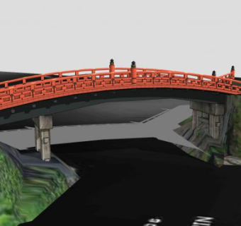 中式建筑石拱桥SU模型下载_sketchup草图大师SKP模型