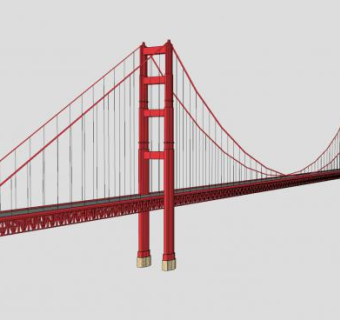 现代跨河悬索大桥SU模型下载_sketchup草图大师SKP模型