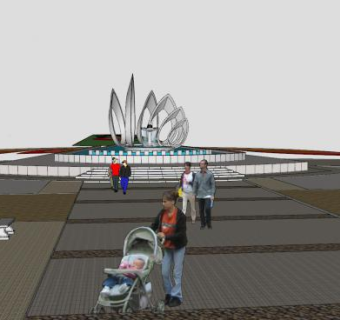 现代公园入口雕塑景观SU模型下载_sketchup草图大师SKP模型