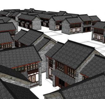 商业古建su模型下载_sketchup草图大师SKP模型