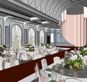 婚庆场地布置su模型下载_sketchup草图大师SKP模型